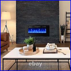 32 Inch Electric Fireplace Insert Recessed and Wall Mounted with Remote Black