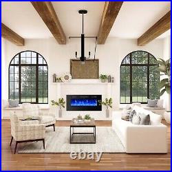 32 Inch Electric Fireplace Insert Recessed and Wall Mounted with Remote Black