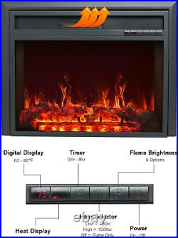 32 Inch Wide Electric Fireplace Insert, Portable Freestanding Heater with Remote