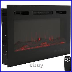 32 in Modern Flame Mounted Indoor Electric Fireplace Black by Sunnydaze