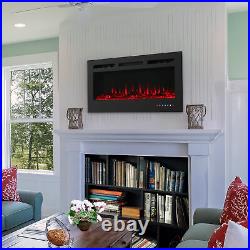 32 in Modern Flame Mounted Indoor Electric Fireplace Black by Sunnydaze