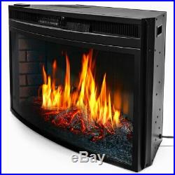 33 BLACK ELECTRIC FIREBOX FIREPLACE HEATER INSERT FLAT GLASS PANEL With REMOTE