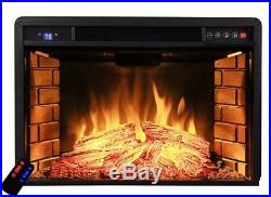 33 Black Electric Firebox Fireplace Heater Insert flat Glass Panel With Remote