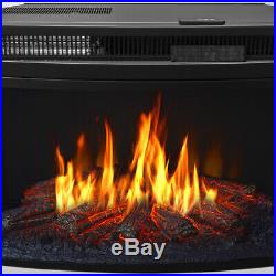 33 Curved Electric Fireplace Heater Insert Flat Glass Firebox Panel with Remote