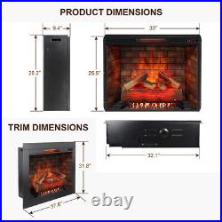 33 Electric Fireplace Insert Touch Panel Heater Overheat Protection with Trim Kit