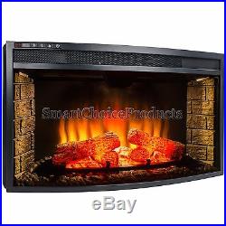 33 Freestanding Electric Fireplace Insert Heater with Tempered Glass Remote