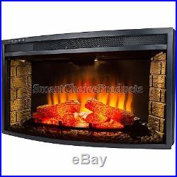 33 Freestanding Electric Fireplace Insert Heater with Tempered Glass Remote