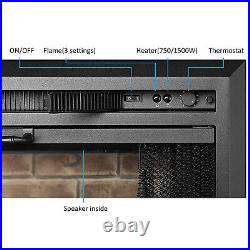 33 inch Fireplace Insert, Heater, Glass Door & Mesh Screen 750/1500W Black