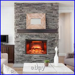 33 inch Low Western Electric Fireplace Insert, Heater, Recessed Mounted Black