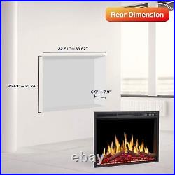 34Electric Fireplace Insert, 750With1500W, Remote Control, Log Color, Timer
