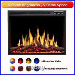 34 Electric Fireplace Insert Heaters Adjuatble Flame Color with Remote 750/1500W