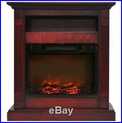 34 In. Electric Fireplace with 1500W Log Insert and Cherry Mantel