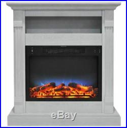 34 In. Electric Fireplace with Multi-Color LED Insert and White Mantel