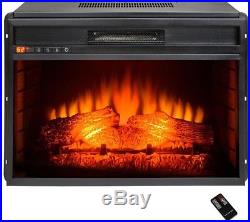 34 in. Electric Insert Heater Fireplace Freestanding, Clear Flat Tempered Glass