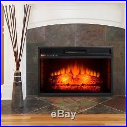 34 in. Electric Insert Heater Fireplace Freestanding, Clear Flat Tempered Glass