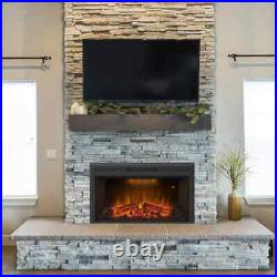 35.6 in. Electric Fireplace Insert in Black by Glitzhome