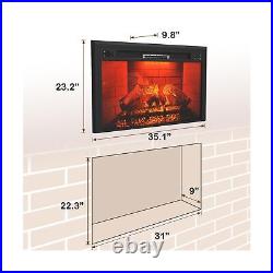 35 Inches Electric Fireplace Insert Recessed Electric Fireplace Heater with T