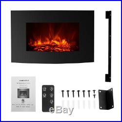 35 Wall Electric Fireplace Insert Log Flame Remote Control Warm heater US
