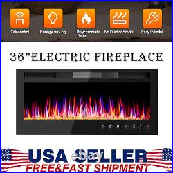 365060 Electric Fireplace LED Insert Heater Flame Remote Control Wall Mounted