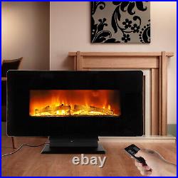 36 1400W Recessed Wall Mounted Electric Fireplace Insert with Remote Control
