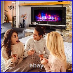 36 1500W Recessed and Wall Mounted Electric Fireplace Insert with 7 Flame Remote