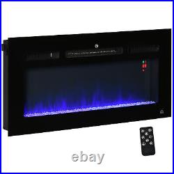 36 1500W Recessed and Wall Mounted Electric Fireplace Insert with Remote