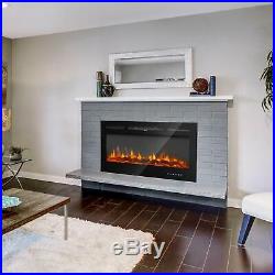 36''/40''/50''/60''Electric Fireplace Insert Heater Recessed Wall Mounted Remote