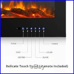 36''/40''/50''/60''Electric Fireplace Insert Heater Recessed Wall Mounted Remote