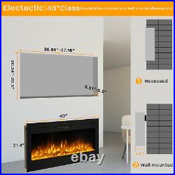 36/40 Electric Fireplace Wall Mounted Insert Heater Multi Flame withTouch&Remote