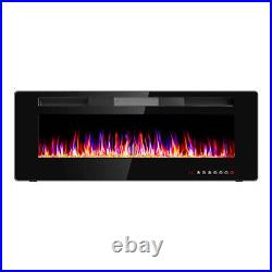 36/50/60 Electric Fireplace Recesse Heat Wall Mount Ultra, Remote LED Flame Thin