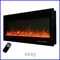 36''50 Electric Fireplace Insert 1500W Heater Recessed Wall Mounted Remote