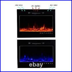 36''50 Electric Fireplace Insert 1500W Heater Recessed Wall Mounted Remote
