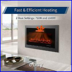 36''/50'' Electric Fireplace Insert Heater Recessed Wall Mounted Remote 1500W US