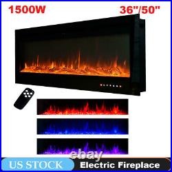 36/50 Electric Fireplace Recessed Insert OR Wall Mounted Heater Adjustable
