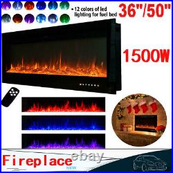 36/50 Electric Fireplace Recessed Insert OR Wall Mounted Heater Adjustable US