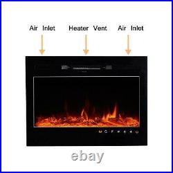 36/50 Electric Fireplace Recessed Insert OR Wall Mounted Heater Adjustable US