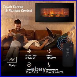 36/50'' Electronic Fireplace Heater with Remote Control 17 Flame Colors Recessed