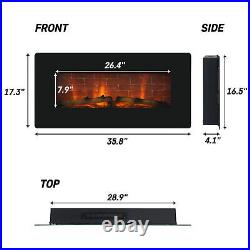 36/50'' Electronic Fireplace Heater with Remote Control 17 Flame Colors Recessed