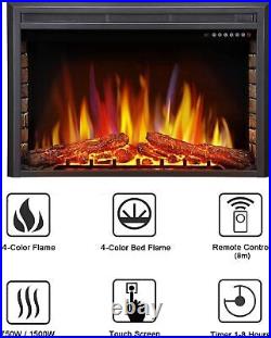 36 Electric Fireplace Insert, Adjustable Flame, Remote, Control, Timer