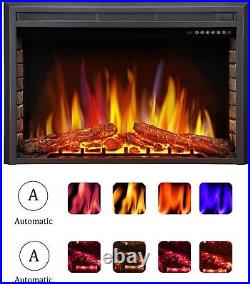 36 Electric Fireplace Insert, Adjustable Flame, Remote, Control, Timer