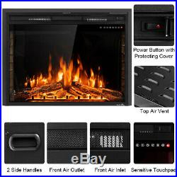 36 Electric Fireplace Insert Freestanding Stove Heater Wall-mounted Fireplace