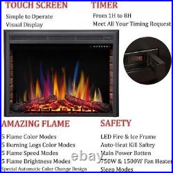 36 Electric Fireplace Insert, Recessed Electric Stove Heater, withTimer, 750With1500W