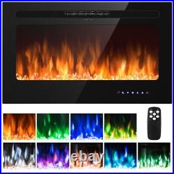 36 Electric Fireplace Insert Recessed Wall Mounted Heater Home With9-Flame Color