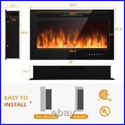 36 Electric Fireplace Insert Recessed Wall Mounted Heater Home With9-Flame Color