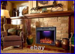 36'' Electric Fireplace Insert, Retro Recessed Fireplace Heater with Fire Cracki