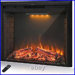 36'' Electric Fireplace Insert, Retro Recessed Fireplace Heater with Fire Cracki