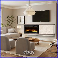 36 Electric Fireplace Insert Space Heater Adjustable Brightness Realistic Flame