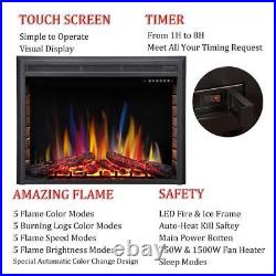 36 Electric Fireplace Insert Stove Heater Adjuatble Flame with Remote 750/1500W
