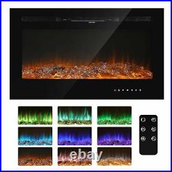 36'' Electric Fireplace Insert Wall Mounted Electric Heater Touch Screen 1500W