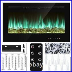 36''Electric Fireplace Insert Wall Mounted Electric Heater Touch Screen 1500W US
